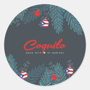 Festive Christmas Coquito Puerto Rican Classic Round Sticker