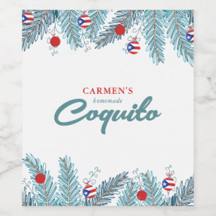 Festive Christmas Coquito  Wine Label