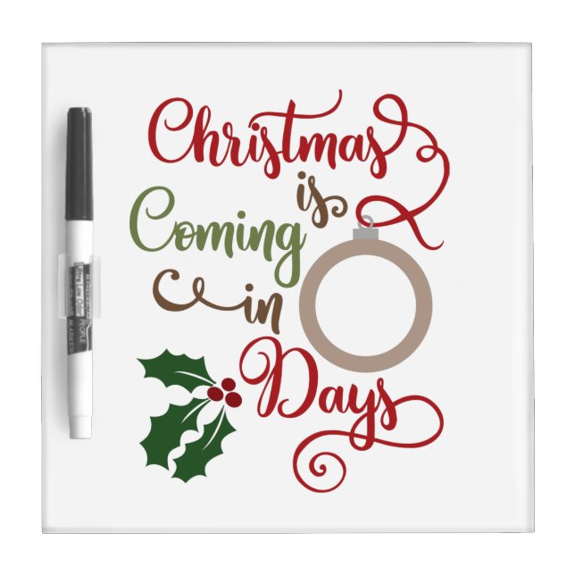 Festive Christmas countdown word art Dry Erase Board (Front)