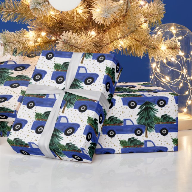 Festive Christmas Country truck tiled party Wrapping Paper (Holidays)