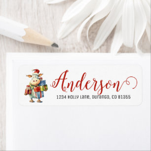 Festive Christmas Cow Label