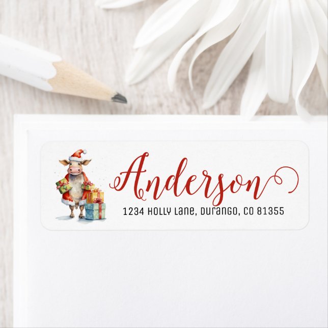 Festive Christmas Cow Label (Insitu)