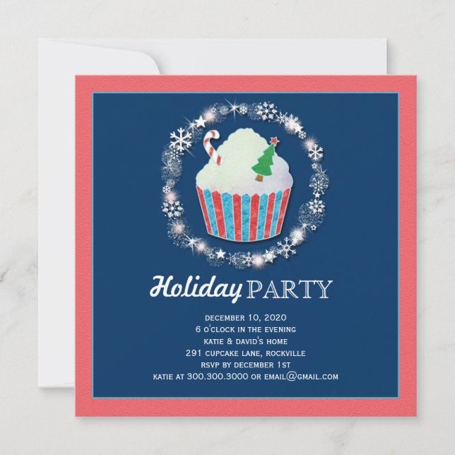 Festive Christmas Cupcake Holiday Party Invitation (Front)