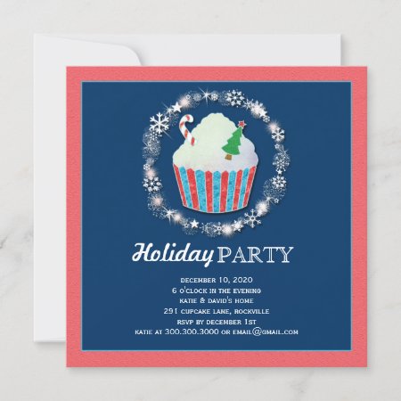 Festive Christmas Cupcake Holiday Party Invitation