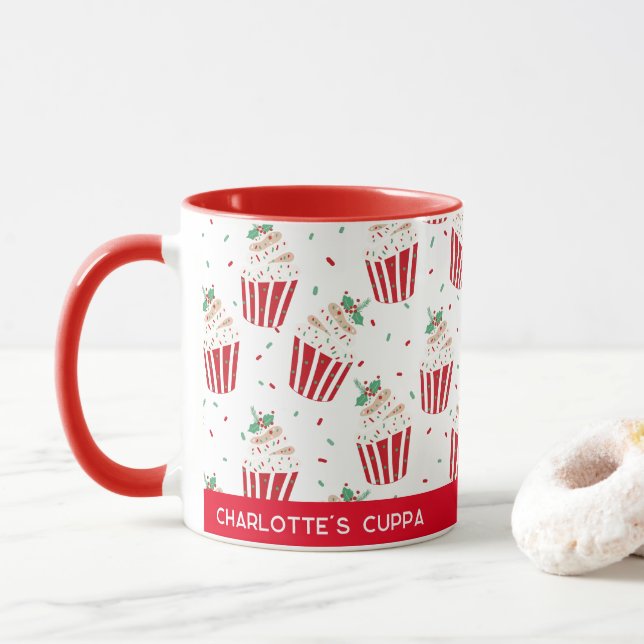 Festive Christmas Cupcake Mug (With Donut)