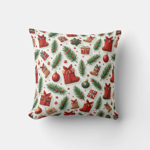 Festive Christmas Cushion: Cozy Gifts, Boots & Eve Throw Pillow