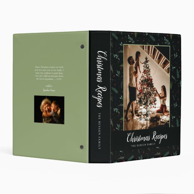Festive Christmas Custom Photo Recipe Book Mini Binder (Background)