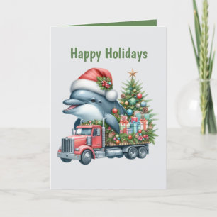 Festive Christmas customizable dolphin Holiday Card