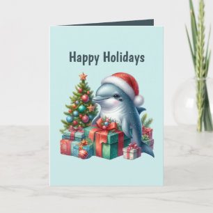 Festive Christmas customizable dolphin  Holiday Card