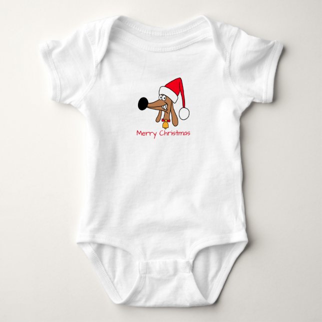 Festive Christmas Dachshund Dog Baby Bodysuit (Front)