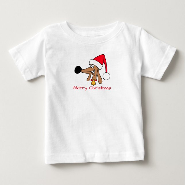 Festive Christmas Dachshund Dog Baby T-Shirt (Front)