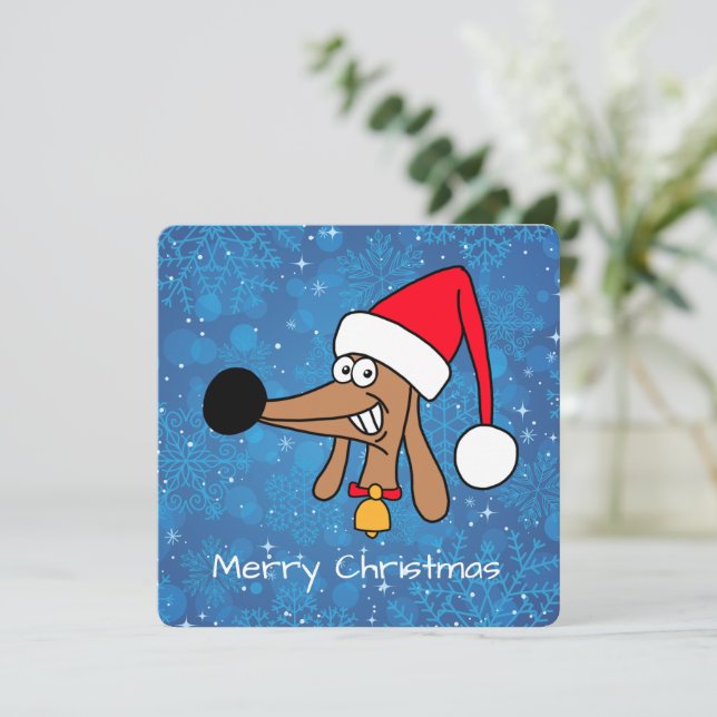 Festive Christmas Dachshund Dog Holiday Card (Standing Front)