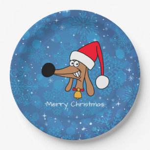 Festive Christmas Dachshund Dog Paper Plates