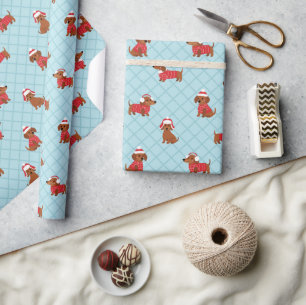 Festive Christmas Dachshund Wrapping Paper