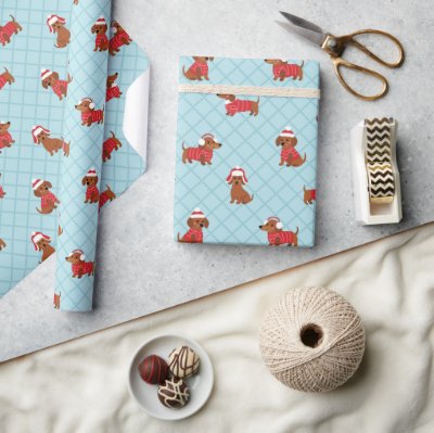 Festive Christmas Dachshund Wrapping Paper