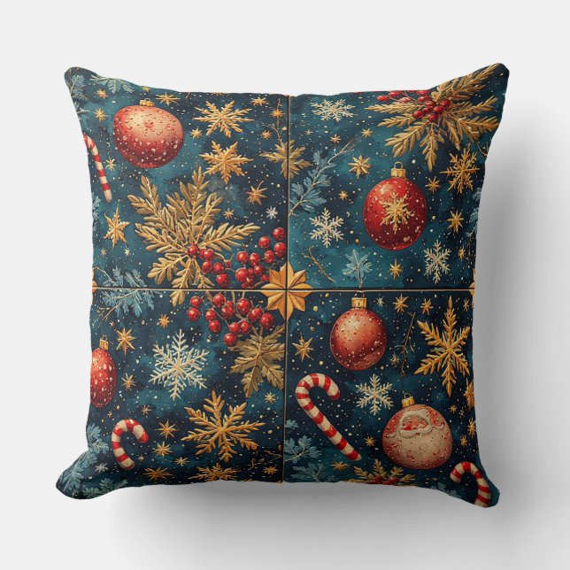 Festive Christmas Decor Throw Pillow (Front)