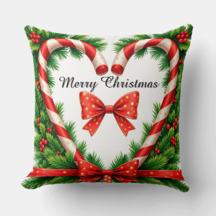 Festive Christmas Decor with Candy Canes Throw Pillow
