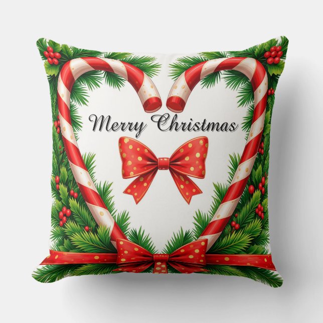 Festive Christmas Decor with Candy Canes Throw Pillow (Front)