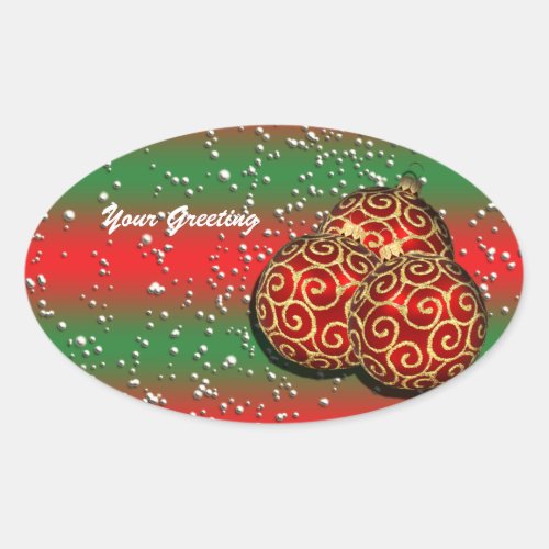 Festive Christmas decoration n snow Oval Sticker