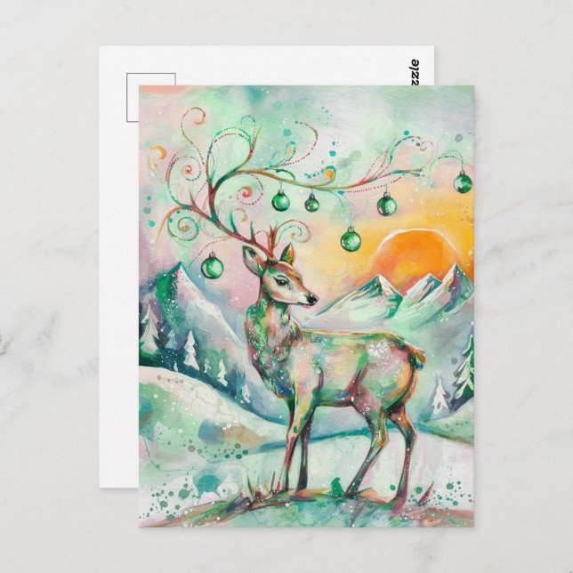 Festive Christmas Deer Postcard (Front/Back)