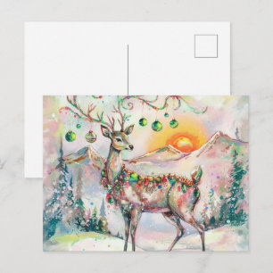 Festive Christmas Deer Postcard