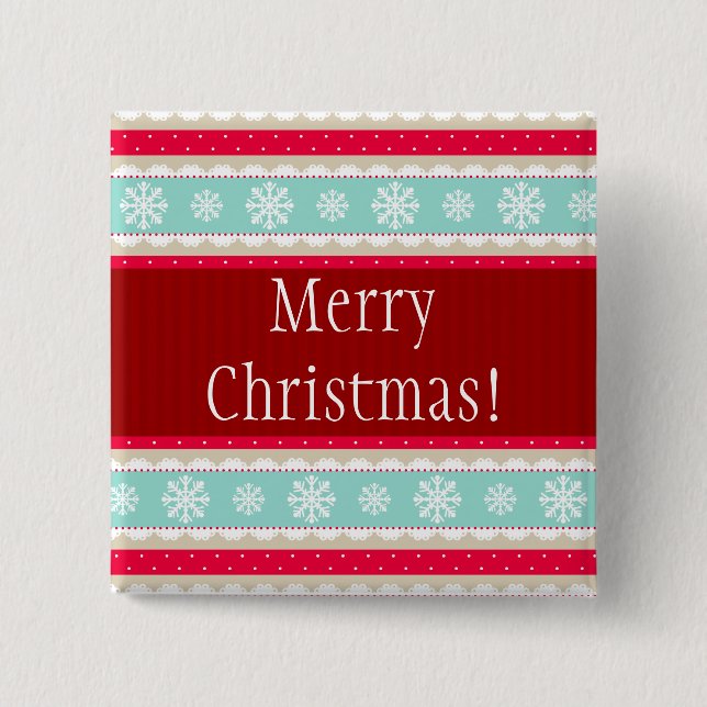 Festive Christmas Design Custom Text Pinback Button (Front)