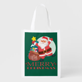Festive Christmas Design – Joyful Holiday Art for Grocery Bag