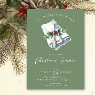 Festive Christmas Dinner Invitation