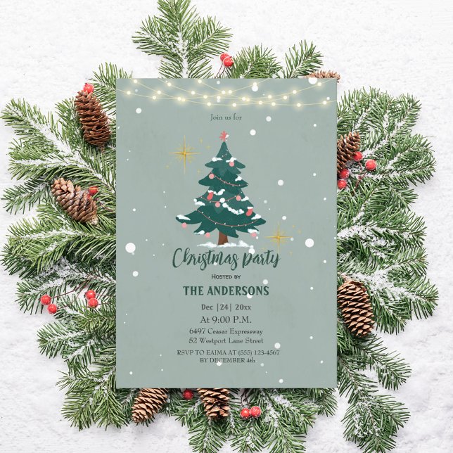 Festive Christmas Dinner Invitation-Snowflake Tree Invitation (Creator Uploaded)