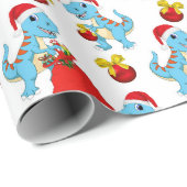Festive Christmas dinosaur tiled party wrap Wrapping Paper (Roll Corner)