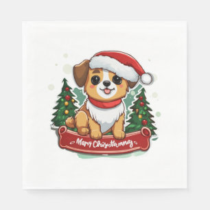 Festive Christmas Dog Design  Holiday Pet Apparel  Napkins