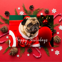 Festive Christmas Dog Photo Happy Pawlidays Green
