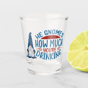 festive Christmas drinking gnome word art Shot Glass