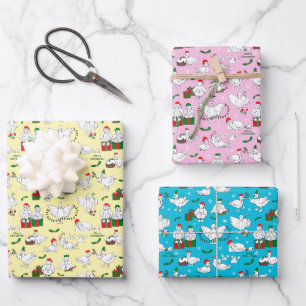 Festive Christmas Ducks Wrapping Paper Sheets
