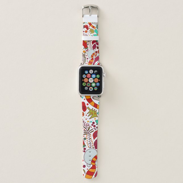 Festive Christmas Elements Seamless Design Apple Watch Band (Front)