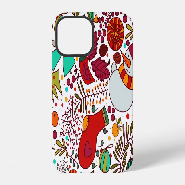 Festive Christmas Elements Seamless Design Iphone Case (Back)