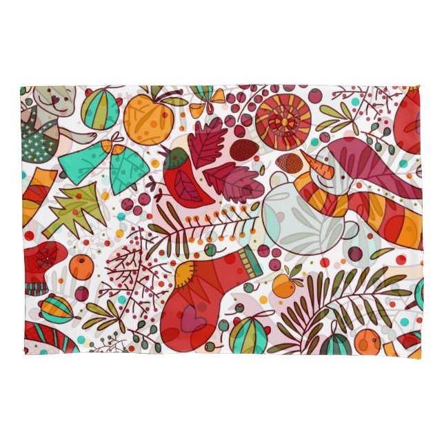 Festive Christmas Elements Seamless Design Pillow Case (Front)