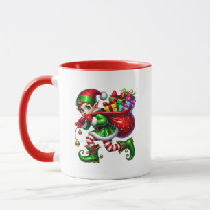 Festive Christmas elf add monogram Mug
