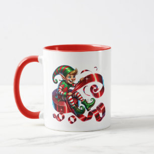 Festive Christmas elf add monogram  Mug