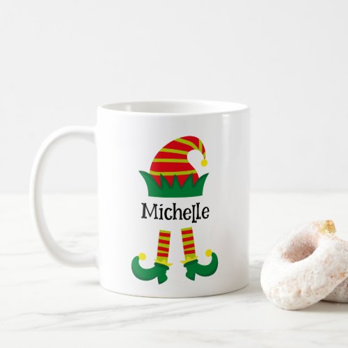 Festive Christmas Elf Cartoon Personalized  Coffee Mug