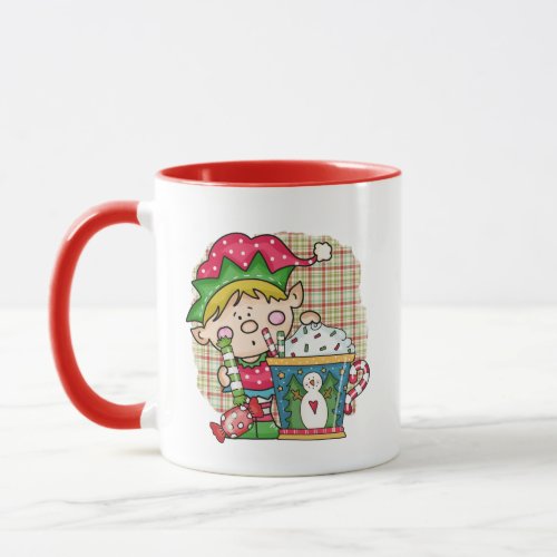 festive Christmas elf cocoa add monogram Mug