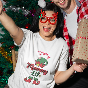 Festive Christmas Elf Red and Green Custom woman T-Shirt