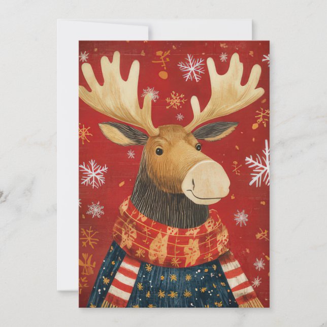 Festive Christmas Elk Greeting Card (Front)