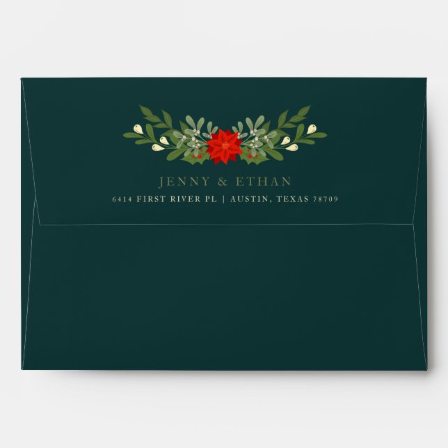 Festive Christmas Envelope with Holly Leaves (Back (Top Flap))