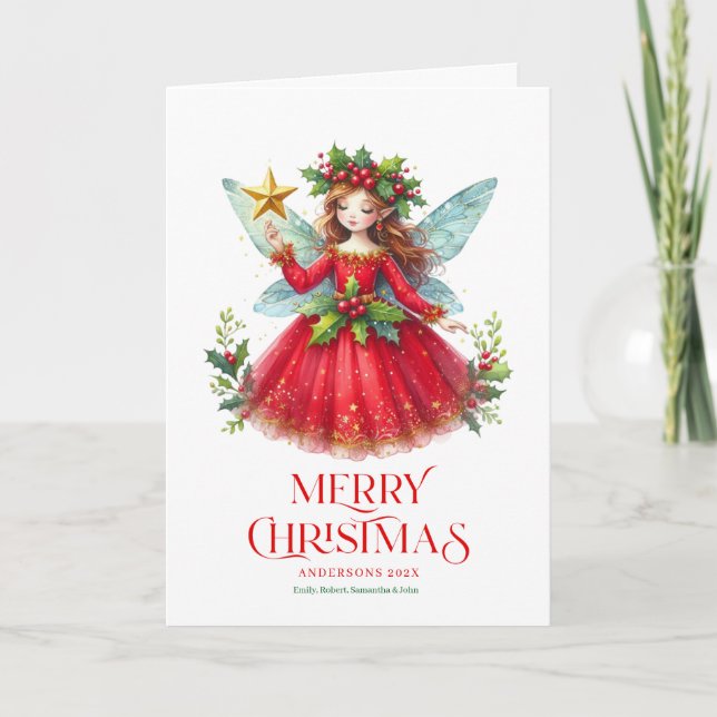 Festive Christmas Fairy Personalizable Photo  Card (Front)
