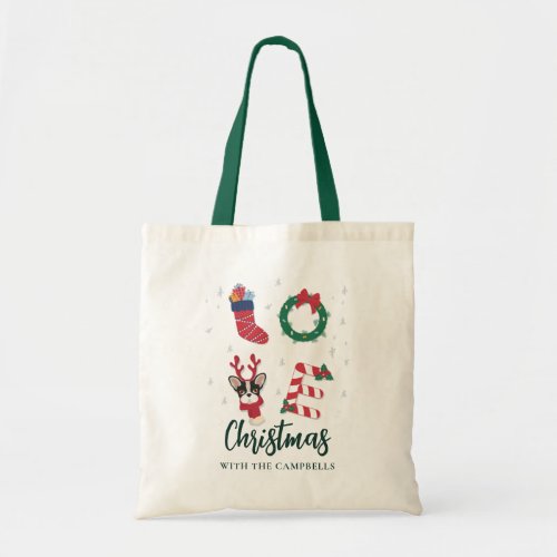 Festive Christmas Family Name Matching Holidays Tote Bag
