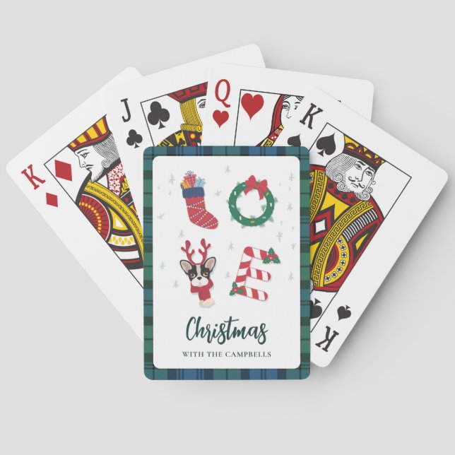 Festive Christmas Family Name Matching Poker Cards (Back)