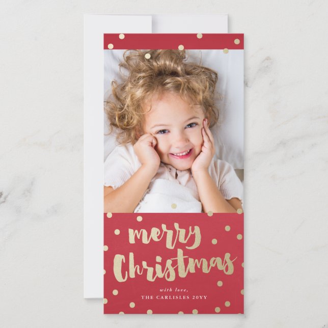 Festive Christmas faux foil photo card (Front)