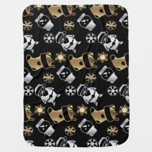 Festive Christmas Faux Gold And Silver Pattern Baby Blanket