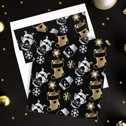Festive Christmas Faux Gold and Silver Pattern  Envelope Liner